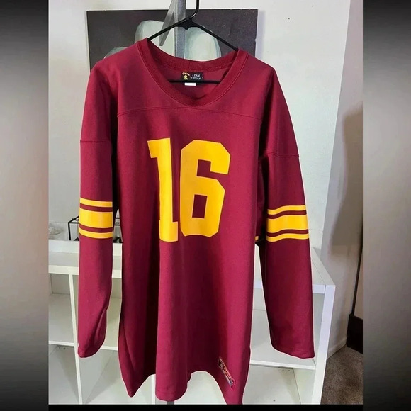 Nike Maroon and Yellow Long Sleeve Jersey - Picture 1 of 4